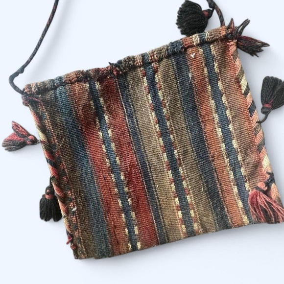 American Vintage Handbags - Vintage Handmade Custom Woven Striped Bohemian Crossbody Bag